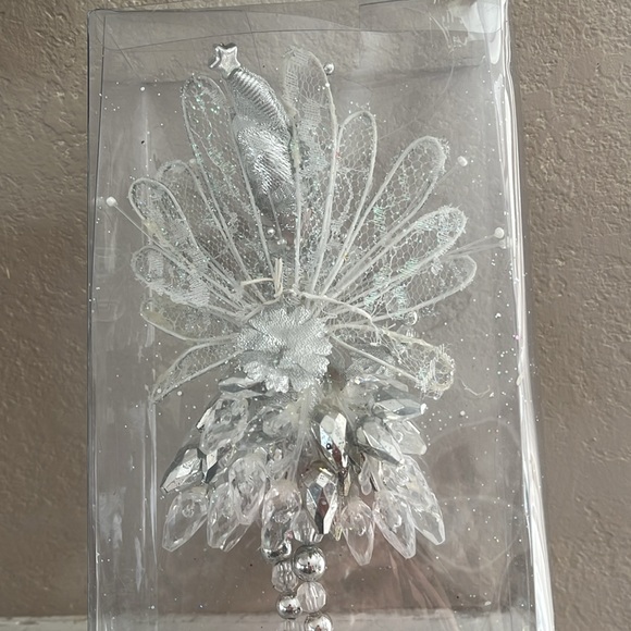 Fairy Pixie Doll Ornament Silver Beaded Glitter 7”NWT - Picture 7 of 7